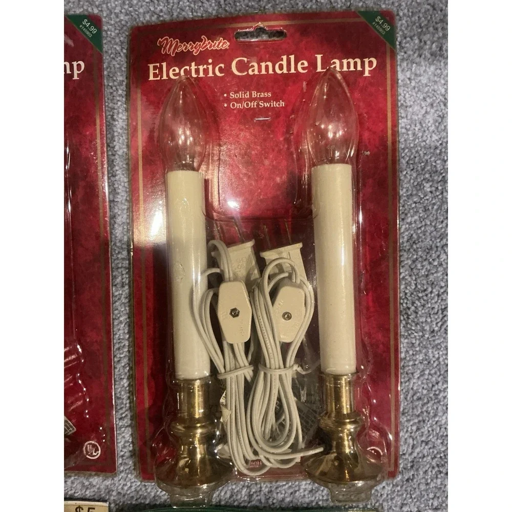 30 NEW Vintage Electric Window Candle Lamp Solid‎ Brass On/Off Switch+Light Bulb